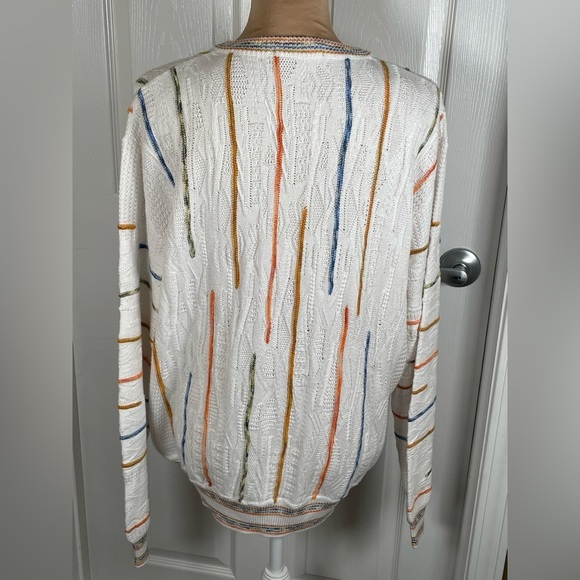 Montechiaro Multicolor Knit Striped V-Neck Men’s Sweater Large - Picture 6 of 9